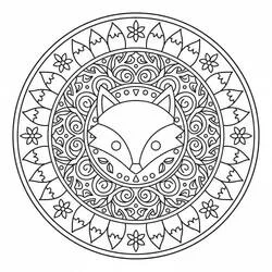 Disegno Mandala della Volpe con motivi geometrici da colorare Disegno Mandala della Volpe con motivi geometrici da colorare