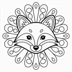 Disegno Mandala della volpe con petali decorativi da colorare Disegno Mandala della volpe con petali decorativi da colorare