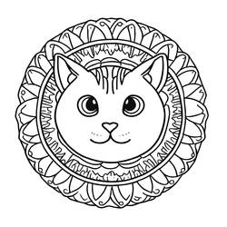 Mandala di Gatti - Disegni da colorare gratuiti