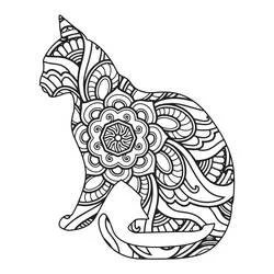 Disegno Mandala di gatto seduto di profilo da colorare