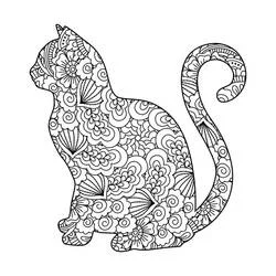Disegno Mandala di gatto seduto di profilo da colorare