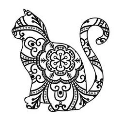 Disegno Mandala di Gatto seduto di profilo da colorare