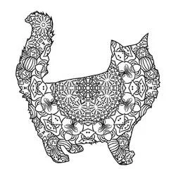 Disegno Mandala di gatto che cammina di profilo da colorare