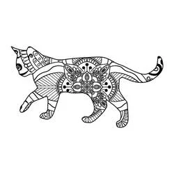 Disegno Gatto che cammina decorato con mandala da colorare