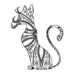 Disegno Mandala di gatto seduto di profilo da colorare
