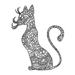 Disegno Mandala di gatto seduto di profilo da colorare