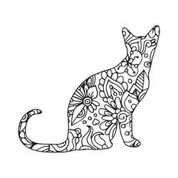 Disegno Mandala di gatto seduto di profilo da colorare