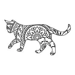 Disegno Gatto mandala in cammino da colorare