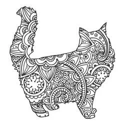 Disegno Mandala di gatto in piedi con coda folta da colorare