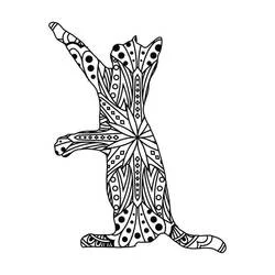 Disegno Mandala di Gatti in piedi sulle zampe posteriori da colorare