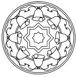 Disegno Mandala di Natale con campane da colorare Disegno Mandala di Natale con campane da colorare