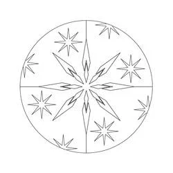 Disegno Mandala di Natale con stelle e fiocco di neve centrale da colorare Disegno Mandala di Natale con stelle e fiocco di neve centrale da colorare