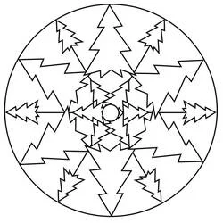 Disegno Mandala di Natale con abeti natalizi da colorare Disegno Mandala di Natale con abeti natalizi da colorare
