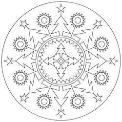 Disegno Mandala di Natale con abeti e stelle da colorare Disegno Mandala di Natale con abeti e stelle da colorare