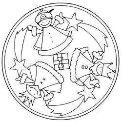 Disegno Mandala di Natale con angeli da colorare Disegno Mandala di Natale con angeli da colorare