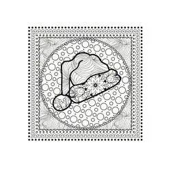 Disegno Mandala di Natale con cappello di Babbo Natale da colorare Disegno Mandala di Natale con cappello di Babbo Natale da colorare