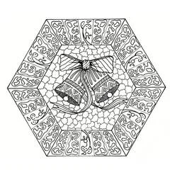 Disegno Campane di Natale in un mandala esagonale da colorare Disegno Campane di Natale in un mandala esagonale da colorare