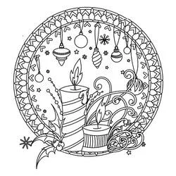 Disegno Mandala di Natale con candele da colorare Disegno Mandala di Natale con candele da colorare