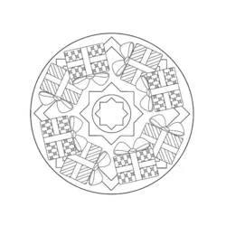 Disegno Mandala con regali di Natale da colorare Disegno Mandala con regali di Natale da colorare