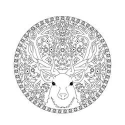 Disegno Renna in mandala con corna decorate da colorare Disegno Renna in mandala con corna decorate da colorare