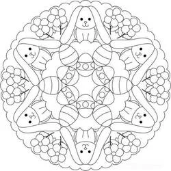 Disegno Mandala di Pasqua con coniglietti e uova da colorare Disegno Mandala di Pasqua con coniglietti e uova da colorare