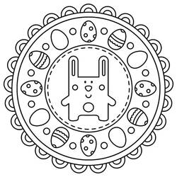 Disegno Coniglietto di Pasqua al centro di un mandala di uova da colorare Disegno Coniglietto di Pasqua al centro di un mandala di uova da colorare