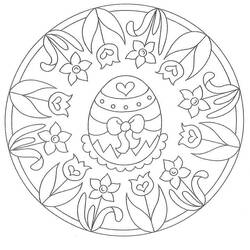 Disegno Mandala di Pasqua con uovo e fiori da colorare Disegno Mandala di Pasqua con uovo e fiori da colorare