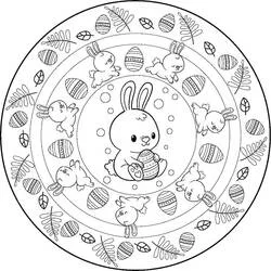 Disegno Coniglietto tenero in un mandala di Pasqua da colorare Disegno Coniglietto tenero in un mandala di Pasqua da colorare