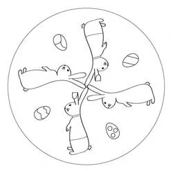Disegno Mandala di Pasqua con coniglietti in cerchio da colorare Disegno Mandala di Pasqua con coniglietti in cerchio da colorare