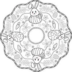 Disegno Mandala di Pasqua con quattro coniglietti da colorare Disegno Mandala di Pasqua con quattro coniglietti da colorare