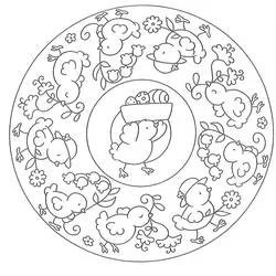 Disegno Mandala di Pasqua con pulcini di Pasqua da colorare Disegno Mandala di Pasqua con pulcini di Pasqua da colorare