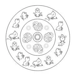 Disegno Mandala di Pasqua con pulcini da colorare Disegno Mandala di Pasqua con pulcini da colorare