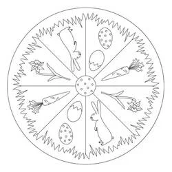 Disegno Mandala di Pasqua con coniglietti e carote da colorare Disegno Mandala di Pasqua con coniglietti e carote da colorare