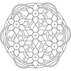 Disegno Mandala di primavera con sette fiori da colorare