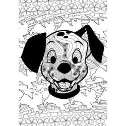 Disegno Volto di dalmata in mandala da colorare