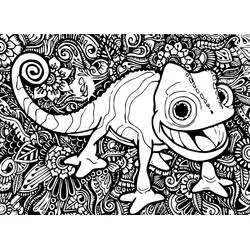 Disegno Pascal il camaleonte su uno sfondo mandala da colorare