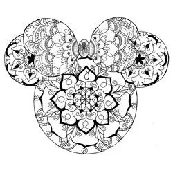 Disegno Mandala di Minnie Mouse con motivi floreali da colorare