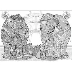 Disegno Mandala di Dumbo con elefanti al circo da colorare