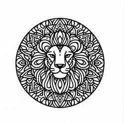 Disegno Mandala leone con motivi dettagliati sulla criniera da colorare