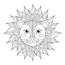 Disegno Mandala leone con criniera decorativa da colorare