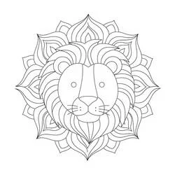 Disegno Mandala Leone con motivi geometrici da colorare