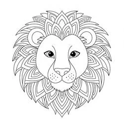 Disegno Mandala leone con criniera decorativa da colorare