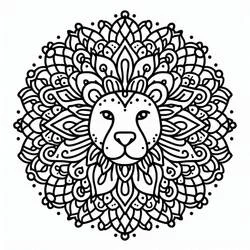 Disegno Mandala del leone con criniera decorata da colorare