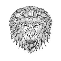 Disegno Mandala Leone con motivi intricati da colorare