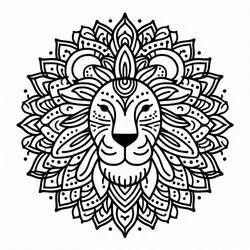 Disegno Mandala leone con criniera ornamentale da colorare