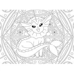 Disegno Vaporeon su un mandala geometrico da colorare