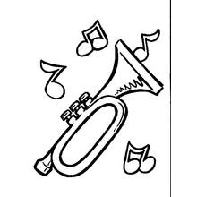 Disegno Tromba circondata da note musicali da colorare Disegno Tromba circondata da note musicali da colorare