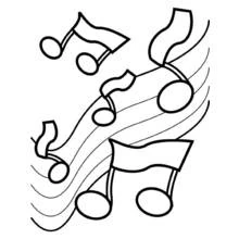 Disegno Note musicali che fluttuano su linee ondulate da colorare Disegno Note musicali che fluttuano su linee ondulate da colorare