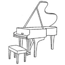 Disegno Pianoforte a coda con la sua panca da colorare Disegno Pianoforte a coda con la sua panca da colorare