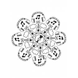Disegno Mandala di chitarre e note musicali da colorare Disegno Mandala di chitarre e note musicali da colorare